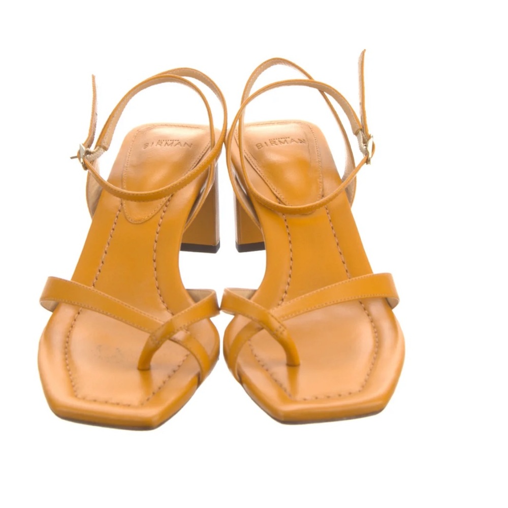 Alexandre Birman Tan Leather Block Heel Sandals